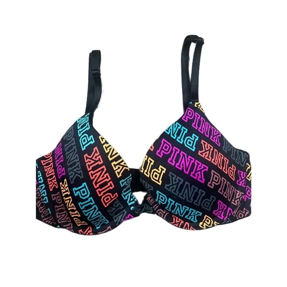 Victoria’s Secret Pink Wear Everywhere T shirt Lightly Lined Logo Bra pink 32B